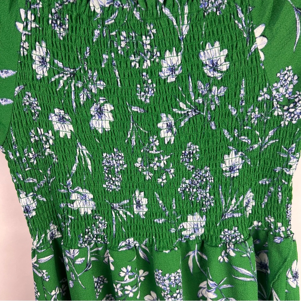 Knit Works Green Floral Smocked Off Shoulder Dress Girls Size 14 Summer - Picture 4 of 12